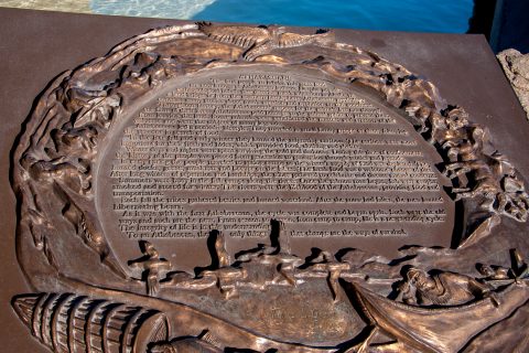 First Family Sculpture, plaque, Fairbanks, Alaska