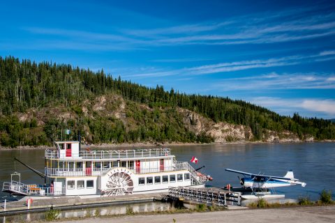 Sternwheeler & float plane, Yukon River, Dawson City, Canada