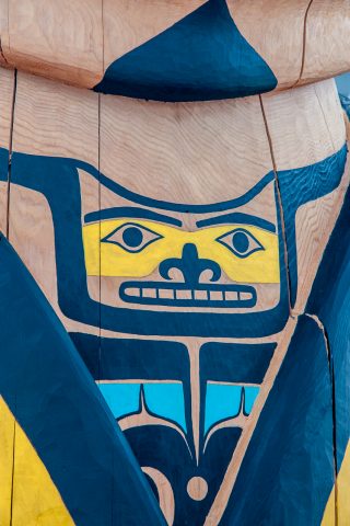 Totem pole  decoration, Carcross Tagish First Nation people,, Yu