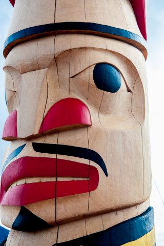 Totem pole decoration, Carcross Tagish First Nation people, Yuko