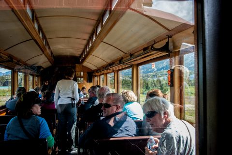 White Pass & Yukon Route vintage coach, Skagway, Alaska