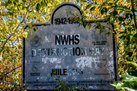 Alaska Highway marker post, near Haines Junction, Yukon, Canada