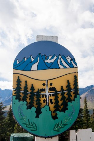 Kluane National Park sign, Haines Junction, Yukon, Canada