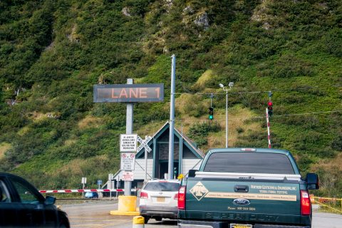 Waiting for road-rail tunnel, Whittier, Alaska