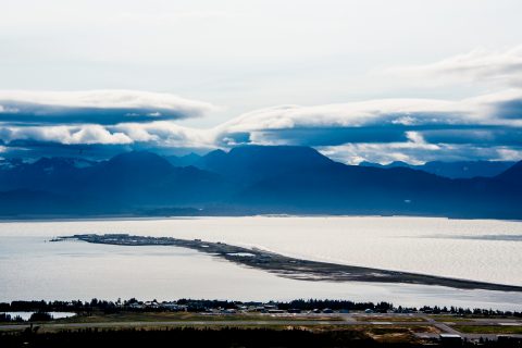 Homer Spit and Kachemak Bay from Homer town, Alaska