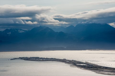 Homer Spit and Kachemak Bay from Homer town, Alaska