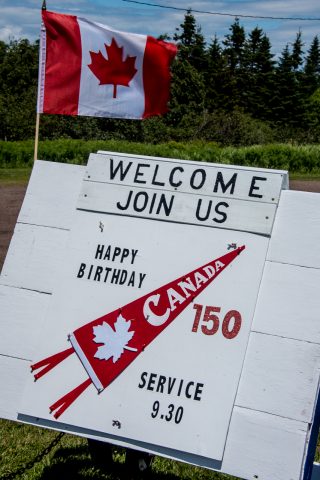 150 Canada Day sign, New Horton, NB