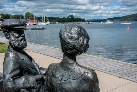 Alexander Graham Bell and wife statue, Baddeck. NS