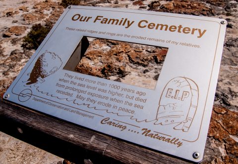 Stromatolites information sign, Hamelin Pool, WA