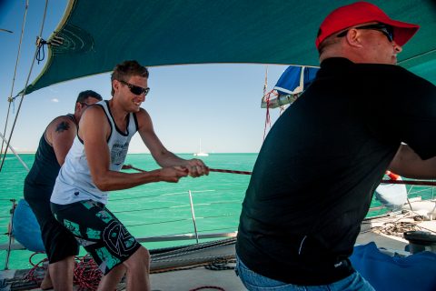 Catamaran sailing, Monkey Mia, Shark Bay, WA