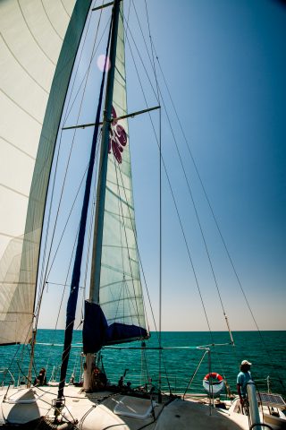 Catamaran sailing, Monkey Mia, Shark Bay, WA
