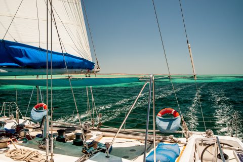 Catamaran sailing, Monkey Mia, Shark Bay, WA