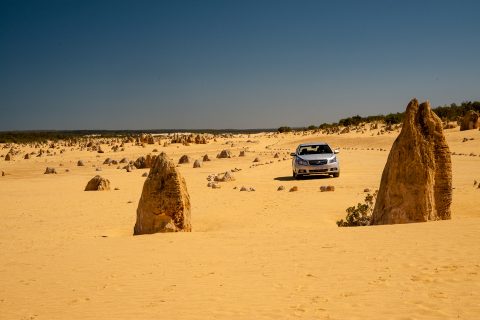 Driving in the Pinnacles Desert, Nambung National Park, Cervante