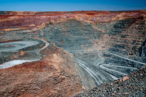 View down into Super Pit, Kalgoorlie- Boulder, wA