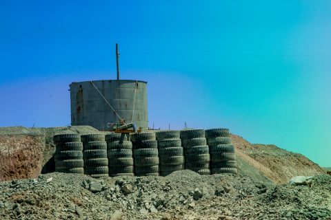 Reused tyres at top of Super Pit, Kalgoorlie-Boulder, WA