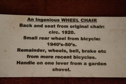 Homemade wheel chair, musuem Southern Cross, WA