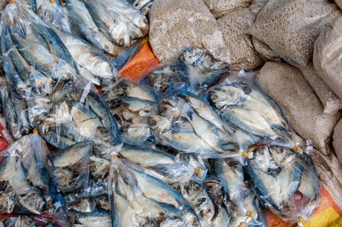 Market stall, Lanten village, Laos