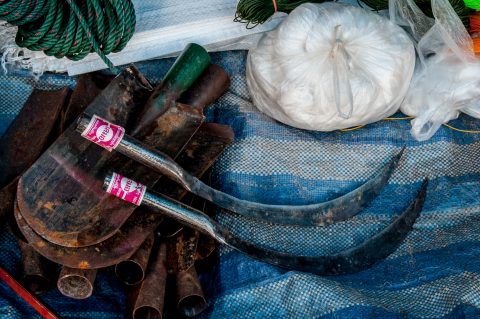 Market stall, Lanten village, Laos