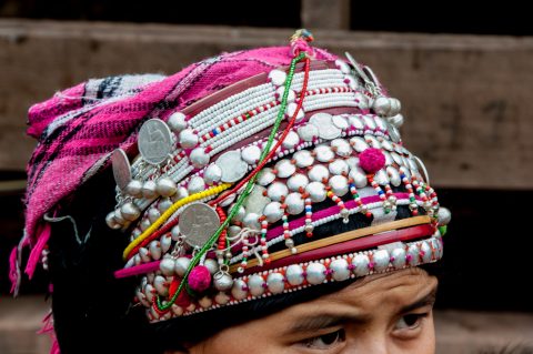 Headdress, Akha villager, Laos