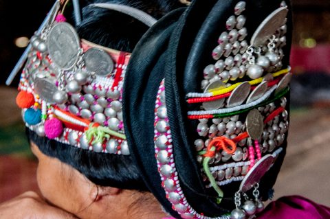 Headdress, Akha villager, Laos