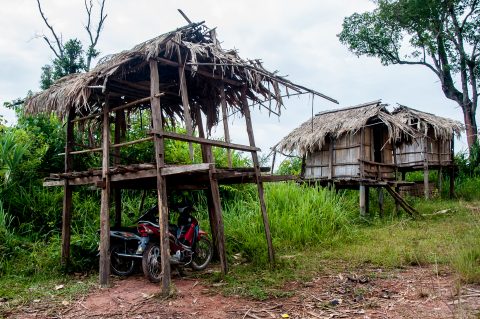 Motorcycle garage, Akha village, Laos