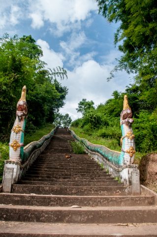Entance to Buddhist temple, Akha village, Laos