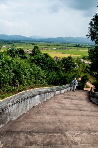 Entance to Buddhist temple, Akha village, Laos