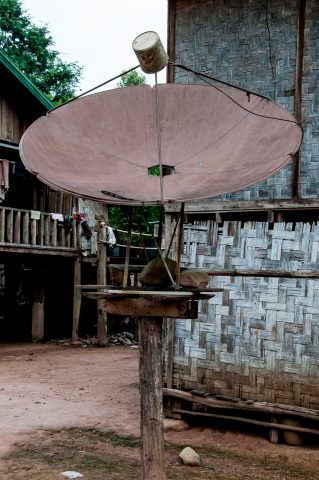 Satellite dish in Akha village, Laos