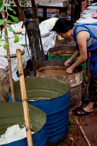 Preparing food, Akha village, Laos