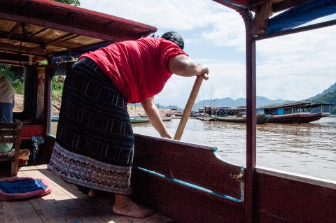 Coming into moor, Nam Ou River, Laos