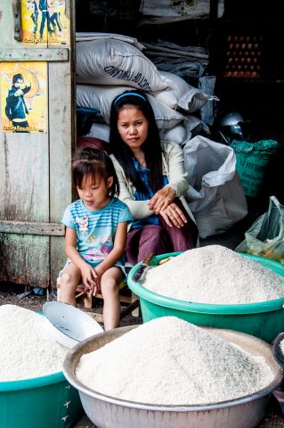 Rice for sale in market, Luang. Prabang, Laos