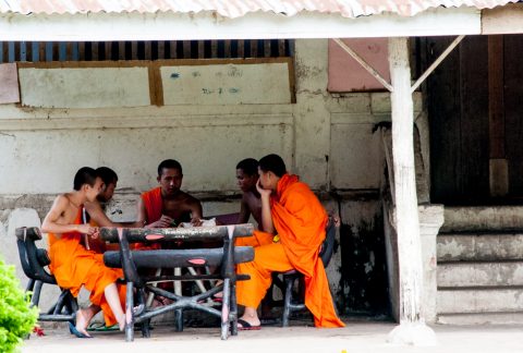 Wat Wisunarat monks, Luang Prabang, Laos