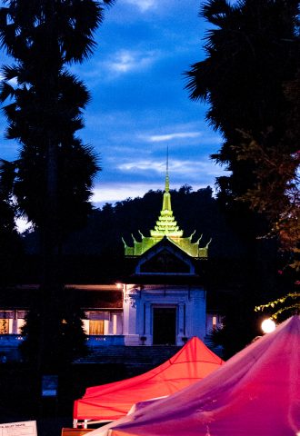 Phi Si Hill temple & night market, Luang Prabang, Laos