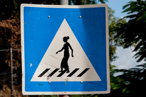 Road sign, Luang Prabang, Laos