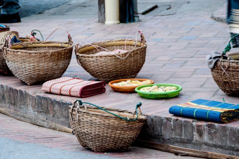 Waiting to give breakfast alms, Luang Prabang, Laos