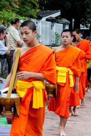 Receiving breakfast alms, Luang Prabang, Laos