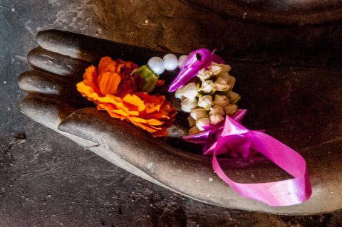 Offerings, Wat Si Saket temple, Vientiane, Laos