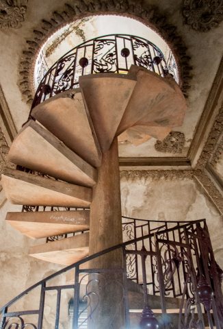 Stairs inside Patuxai, Vientiane, Laos