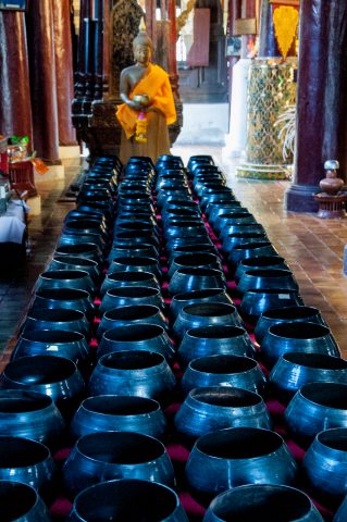 Monks alms bowls, Chiang Mai, Thailand