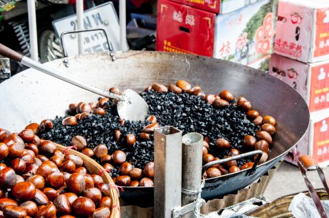 Roast chestnuts, Chiang Rai, Thailand