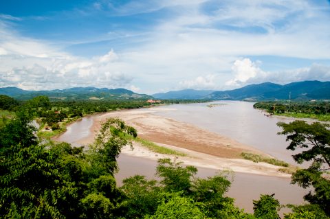 Mekong in Golden Triangle region from Thailand