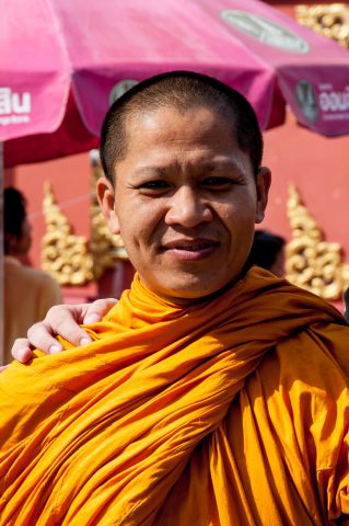Monk at Phra Chiang Saen Si Phaendin,  Golden Triangle, Thailand
