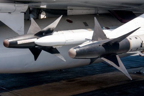 Sparrow lll missiles on VF-21 Phantom, USS Midway, San diego, Ca