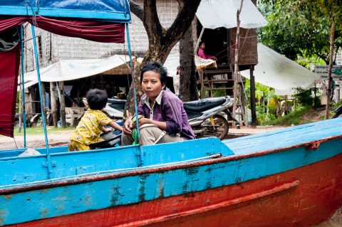 Embarkning on Tonle Sap Lake, near Siem Reap