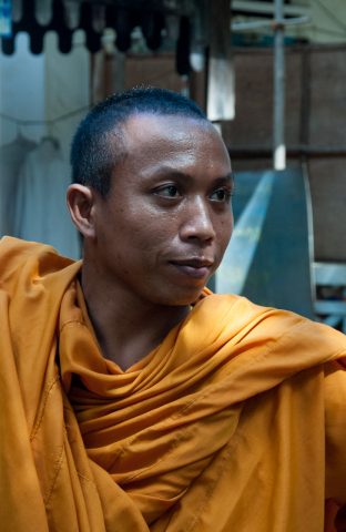 Monk at temple, Battambang