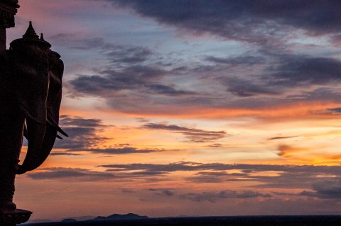 Udong pagodas at sunset