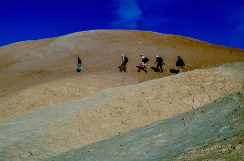 Treking from Zabriskie Point to Golden Canyon, Death Valley CA (